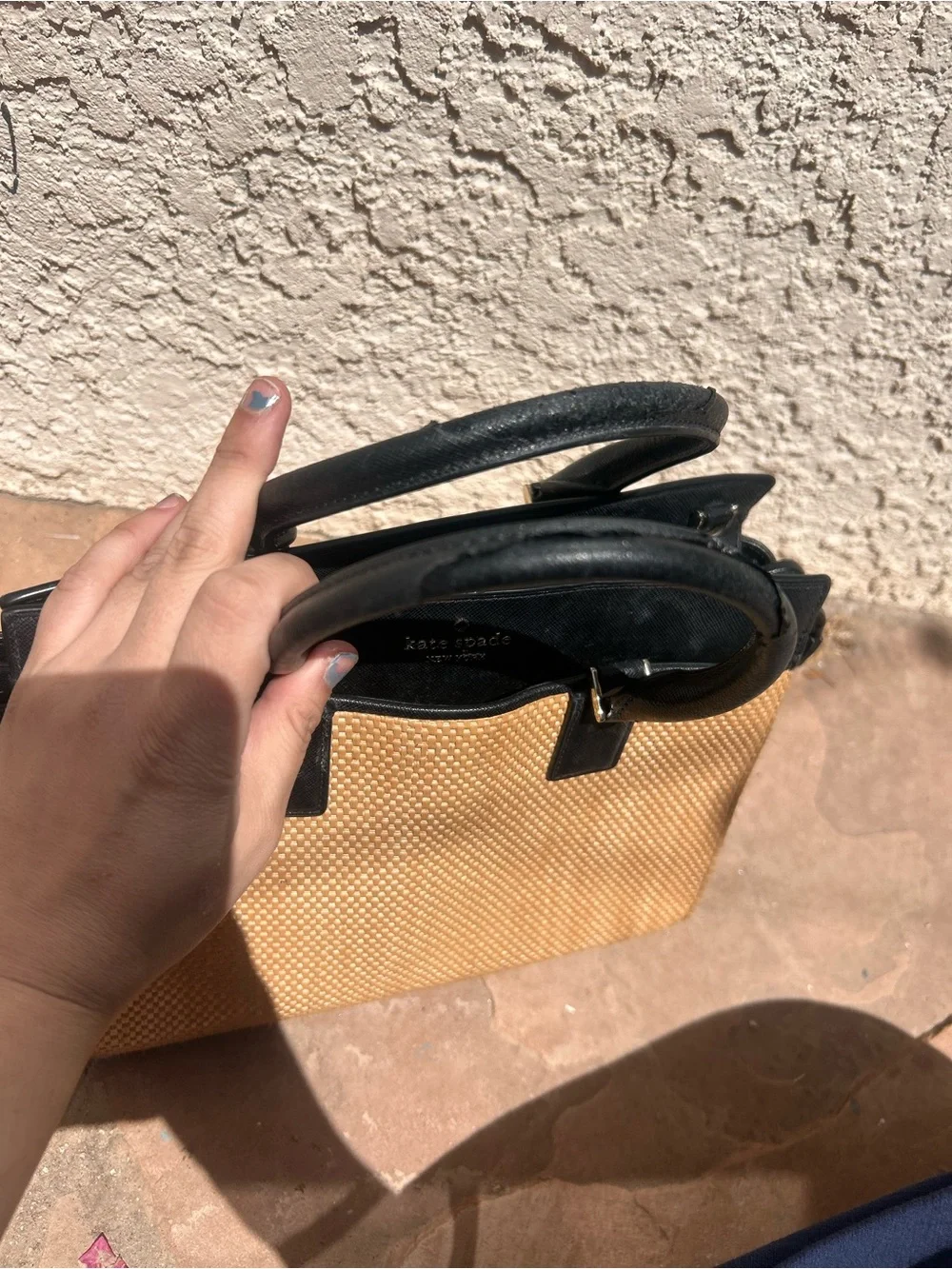 kate spade Black and Tan Woven Satchel